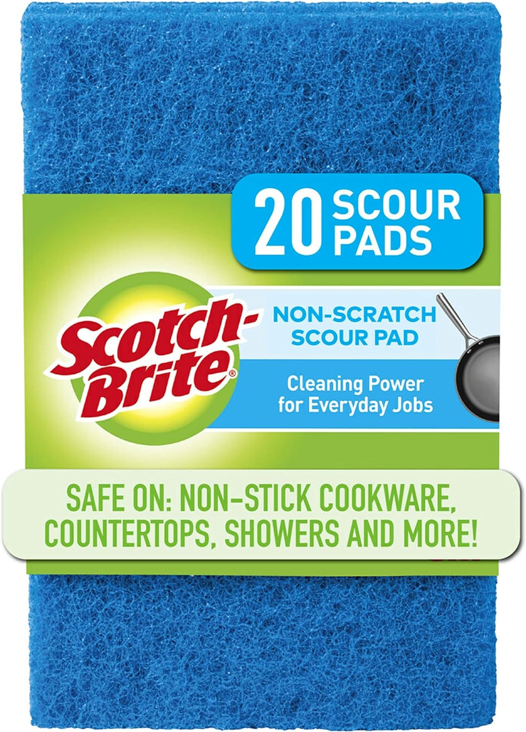 Scotch-Brite Non-Scratch Scour Pads, Scouring Pads for Kitchen and Dish Cleaning, 3 Pads