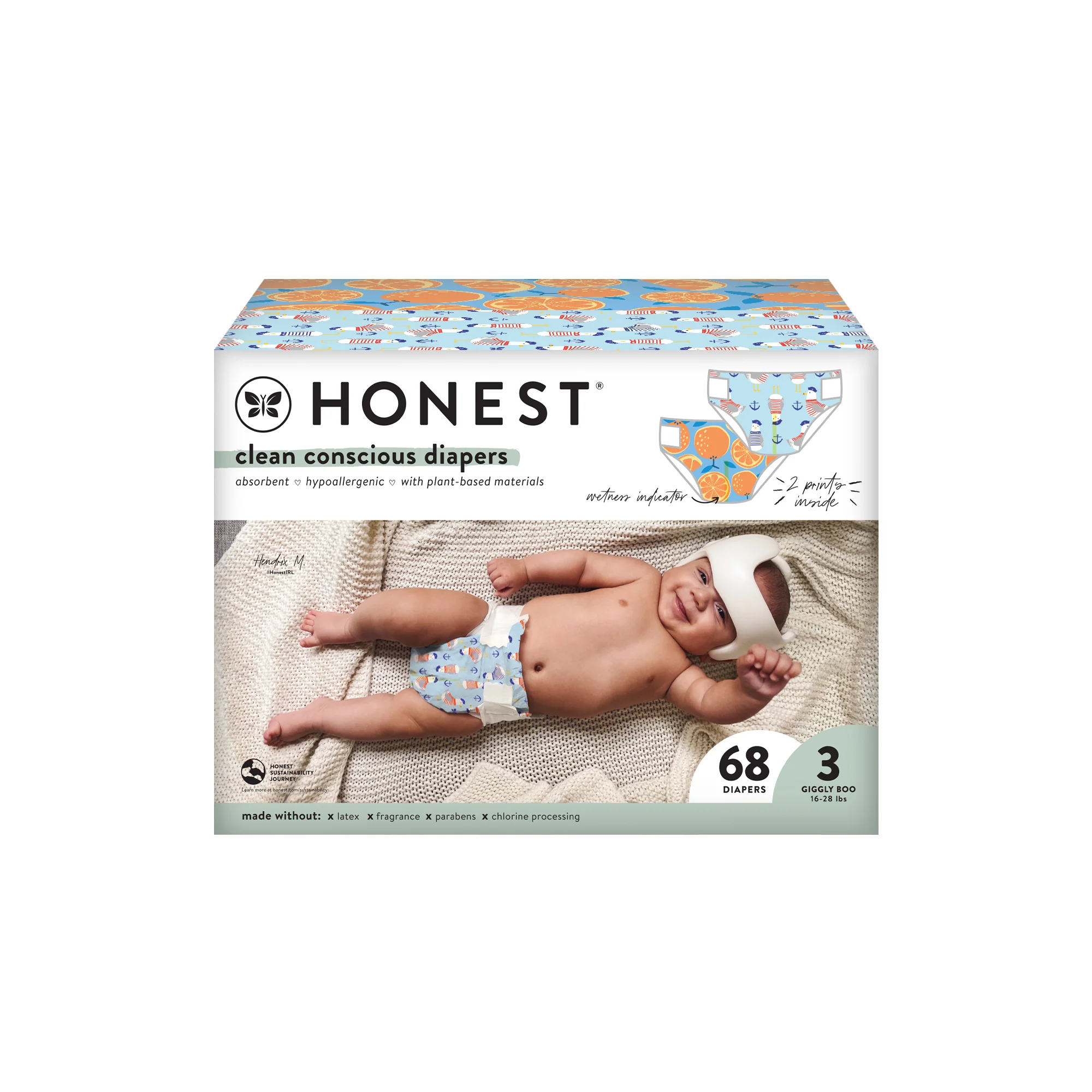 The Honest Company Club Box Size 3 68Ct Feeling Nauti' Orange You Cute