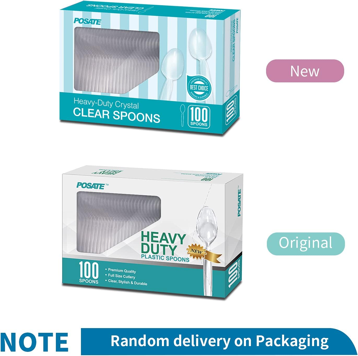 POSATE Heavy Weight Plastic Forks, Clear Disposable, 100 Count