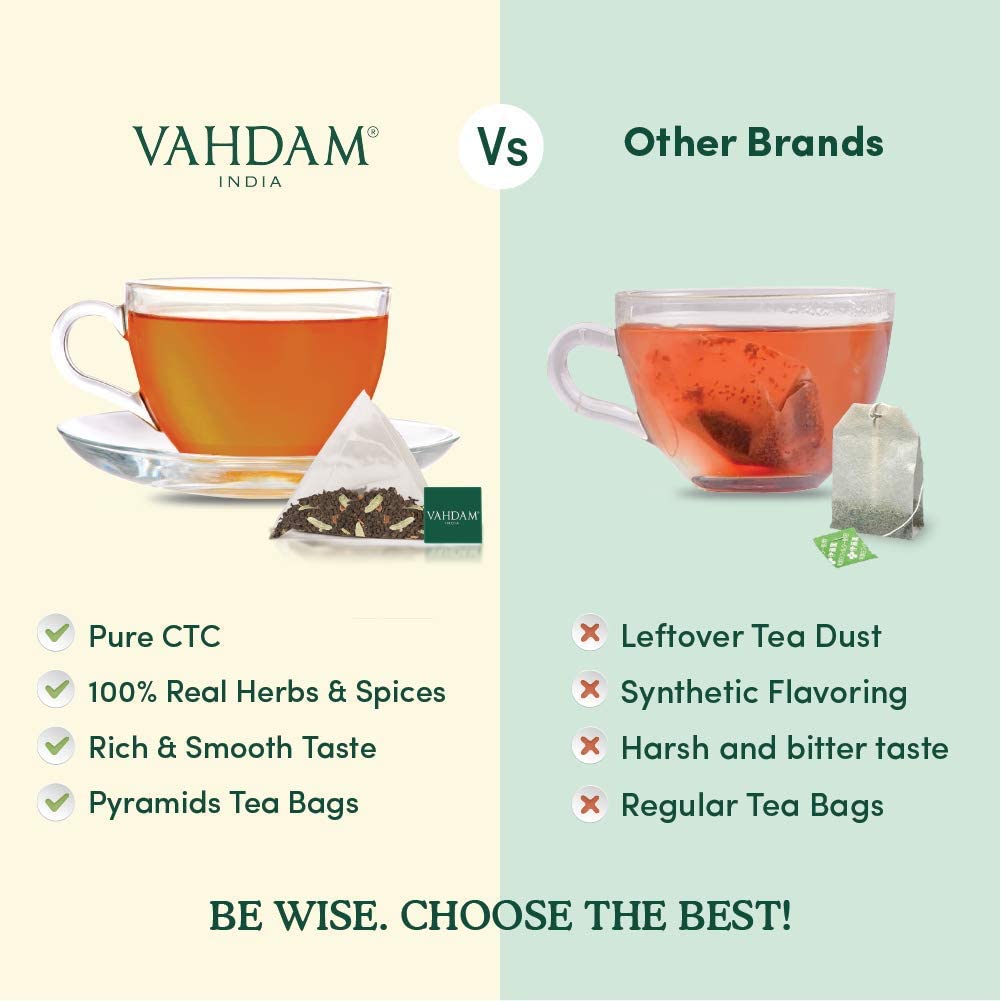 VAHDAM, Organic Turmeric Ginger Herbal Tea Bags (100 Pyramid Tea Bags) Caffeine Free, Non GMO, Gluten Free | 100% Pure Herbal Blend - Savory & Spicy | Plant-Based Tea Bags | Resealable Ziplock Pouch