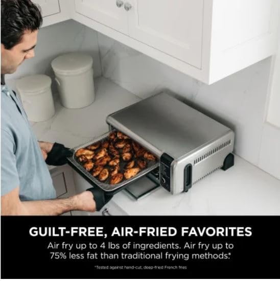 Ninja Flip Toaster Oven&Air Fryer, 8-in-1 Functionality, Flip Up&Away Capability for Storage Space, LargeCapacity, Air Fry Basket, SheetPan, Wire Rack&Removable Crumb Tray, Stainless,1800 watts, SP151