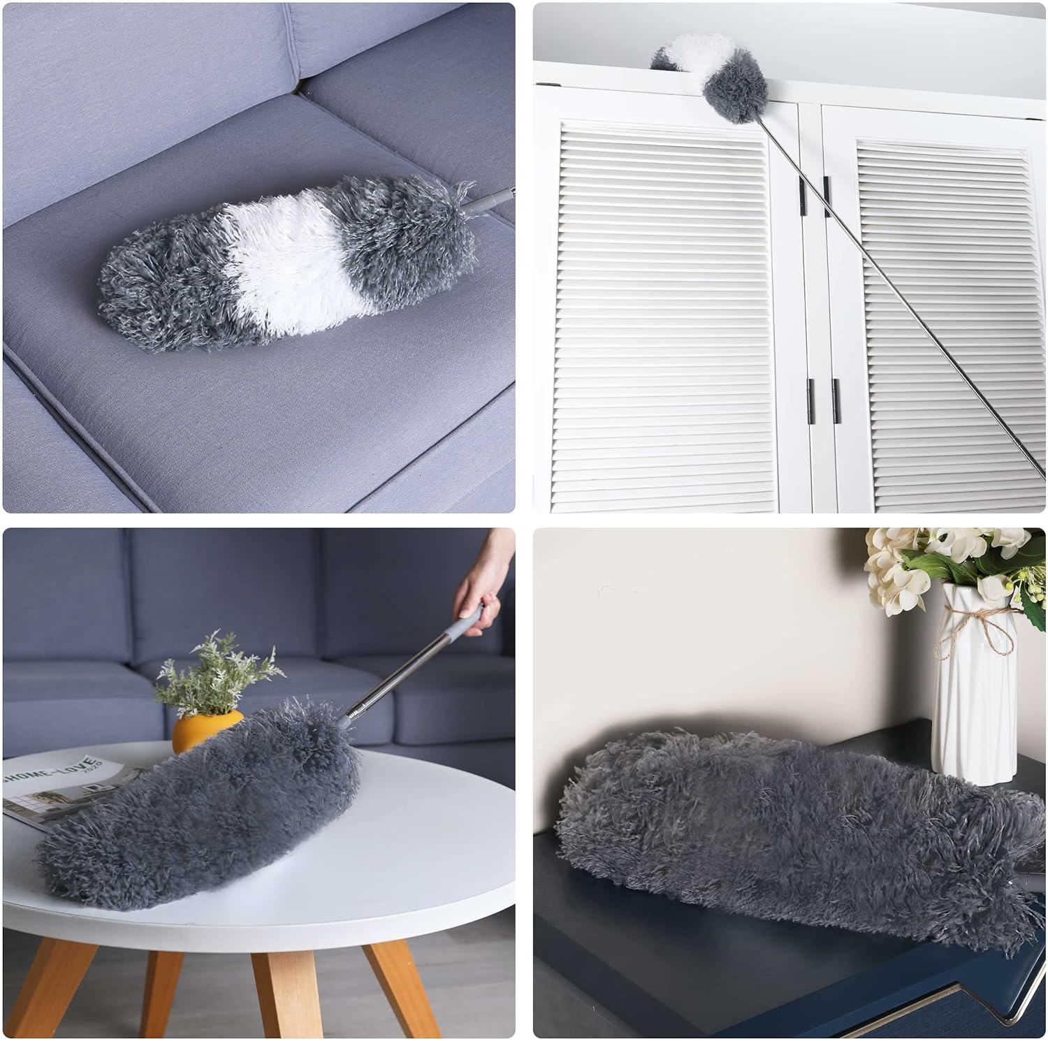BOOMJOY Microfiber Feather Duster with Extendable Pole, 100