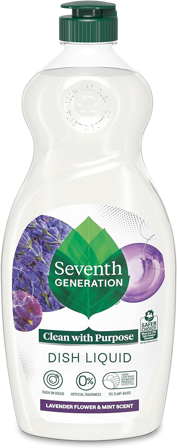 Seventh Generation Dish Liquid Soap Free & Clear liquid soap Pack of 6 Dishwashing Soap Dish Soap for sensitive skin 19 oz
