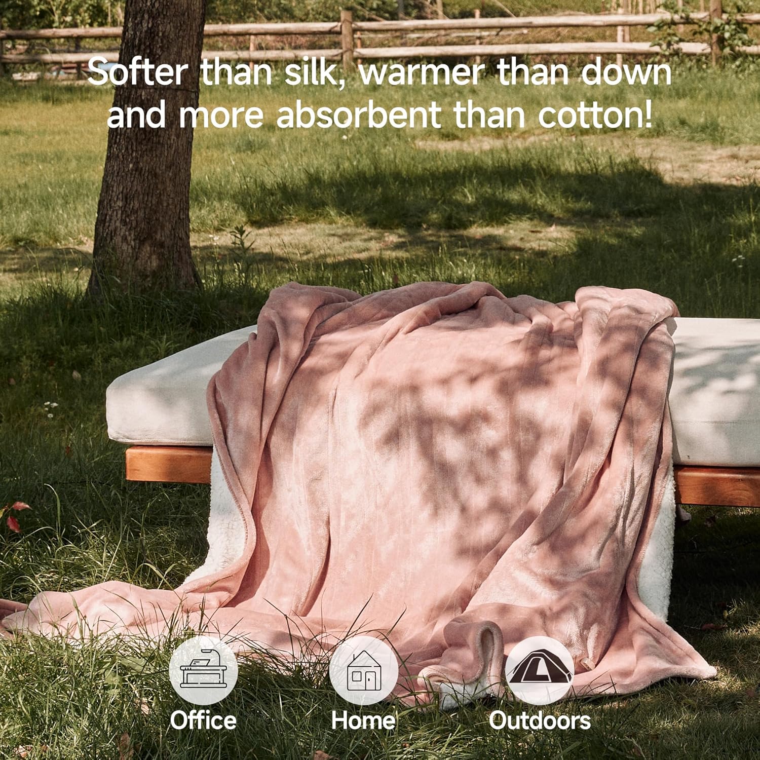 GOTCOZY Heated Blanket Electric Throw 50''X60''- Soft Silky Plush Electric Blanket with 4 Heating Level & 3 Hour Auto Off Heating Blanket, ETL Certified Machine Washable (Rose Dust)