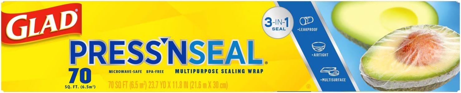 Glad Press'N Seal Plastic Food Wrap, 70 Square Foot Roll (Package May Vary)