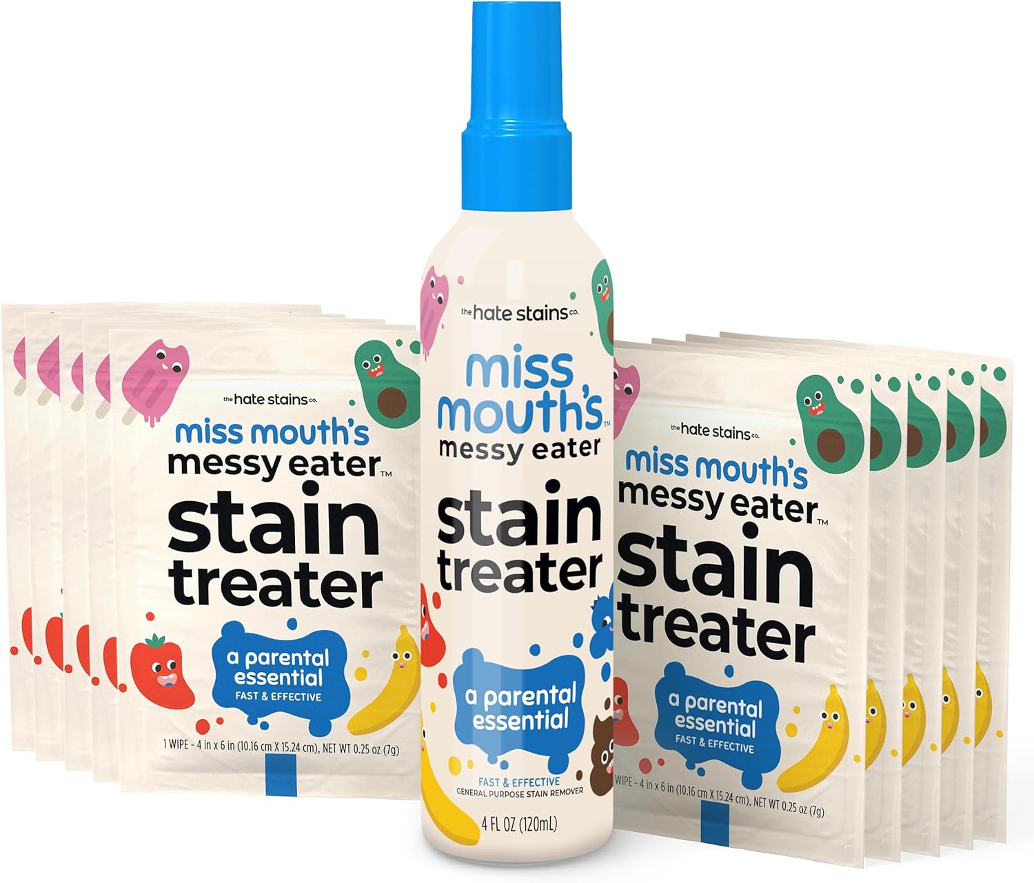 Miss Mouth's Messy Eater Stain Treater Spray - 4oz Stain Remover - Newborn & Baby Essentials - No Dry Cleaning Food, Grease, Coffee Off Laundry, Underwear, Fabric