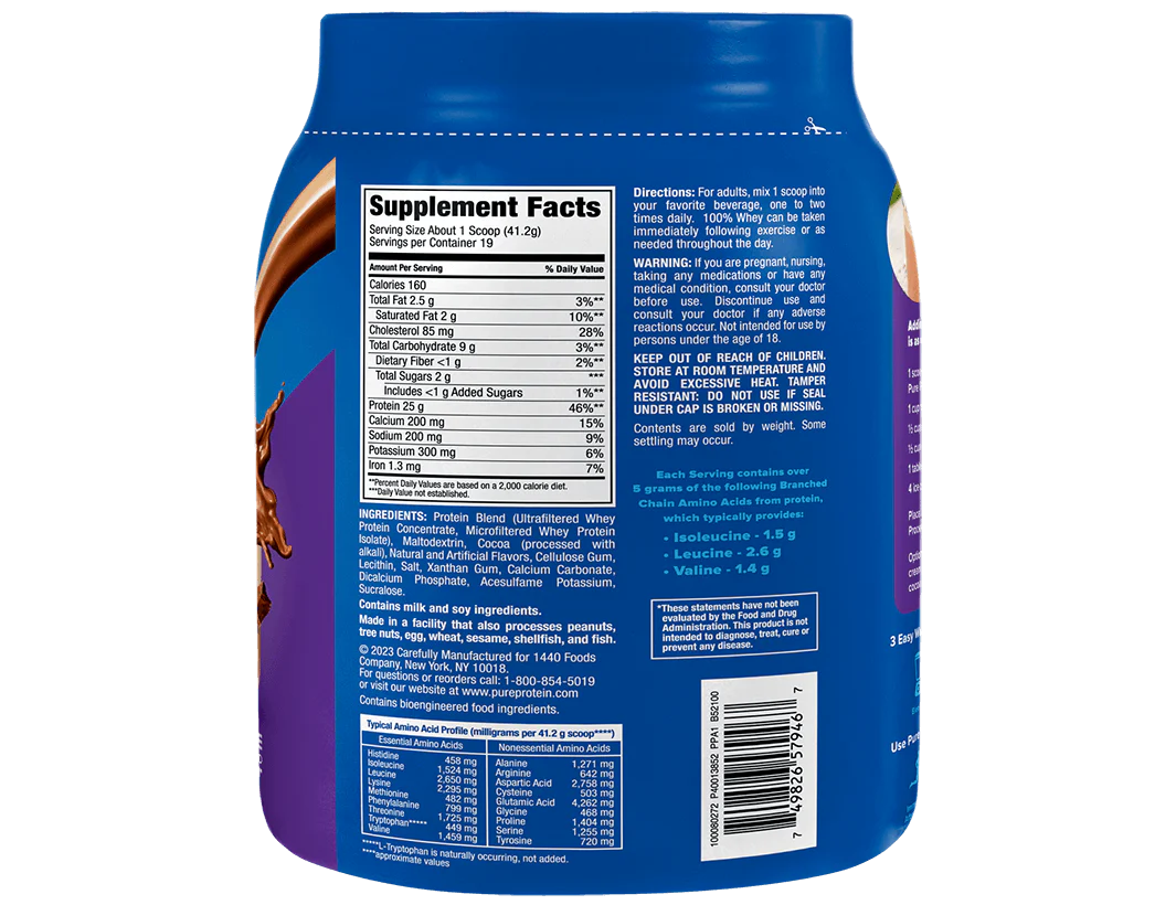 Rich Chocolate 100% Whey Protein Powder -  (1.75 lb. Canister)