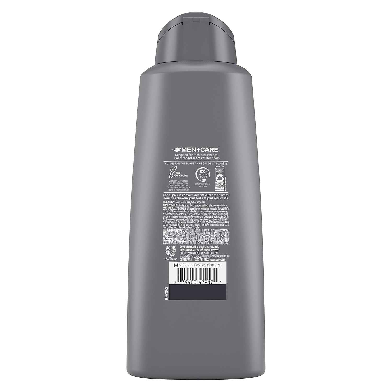 DOVE MEN + CARE 2 in 1 Shampoo & Conditioner Eucalyptus & Birch 4 Count For Healthy-Looking Hair Naturally Derived Plant Based Cleansers 12 oz