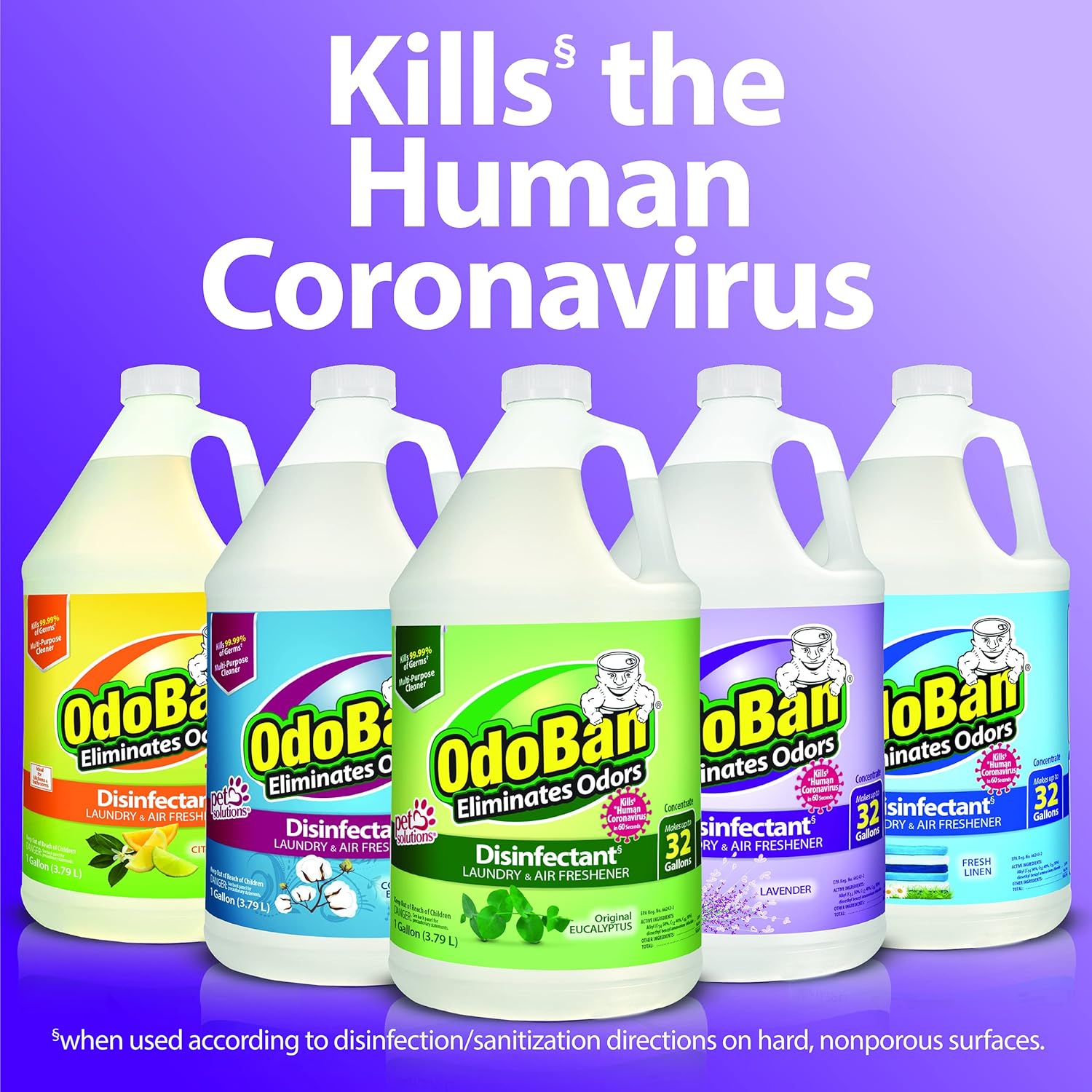 OdoBan Disinfectant Concentrate and Odor Eliminator, 2 Gallons, Cotton Breeze Scent