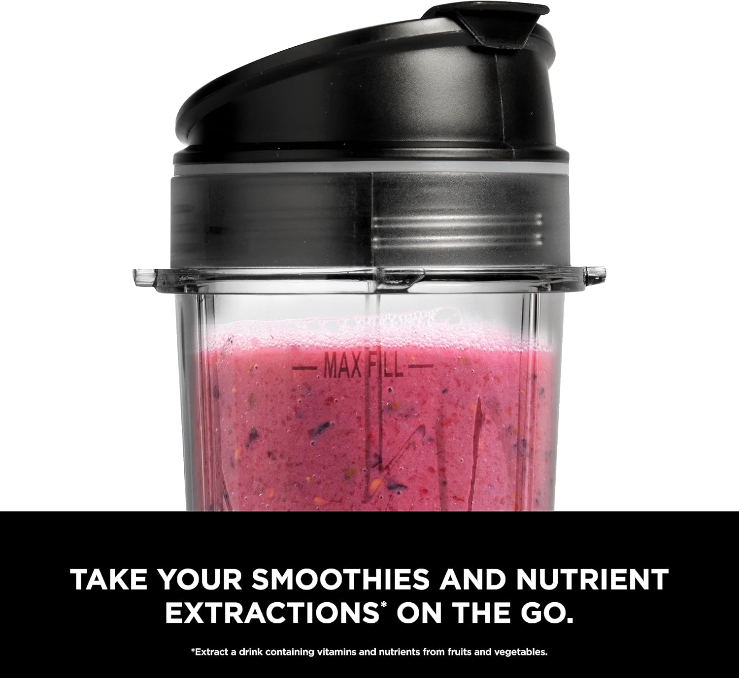 Ninja BN301 Nutri-Blender Plus Compact Personal Blender, 900-Peak-Watt Motor, Frozen Drinks, Smoothies, Sauces & More, (3) 20 oz. To-Go Cups, (2) Spout-Lids (1) Storage-Lid, Dishwasher Safe, Silver