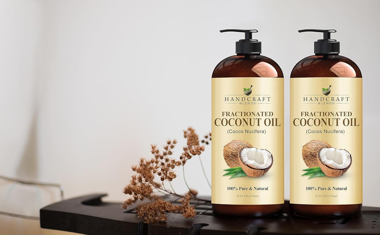 Handcraft Blends Fractionated Coconut Oil - 16 Fl Oz - 100% Pure and Natural - Premium Grade Oil for Skin and Hair - Carrier Oil - Hair and Body Oil - Massage Oil - Hair Tonic