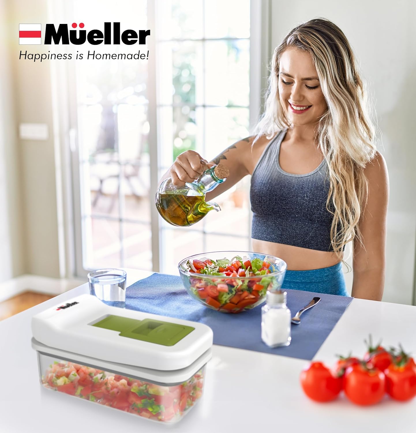 Mueller Pro-Series 10-in-1, 8 Blade Vegetable Chopper, Onion Mincer, Cutter, Dicer, Egg Slicer with Container, French Fry Cutter, Potato Slicer, Home Essentials & Kitchen Gadgets, Salad Chopper