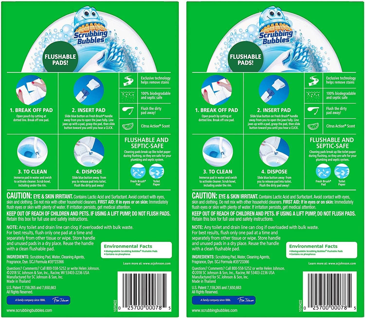 Scrubbing Bubbles Fresh Brush Flushables Refill, Toilet and Toilet Bowl Cleaner, Eliminates Odors and Limescale, Citrus Action Scent, 20 ct