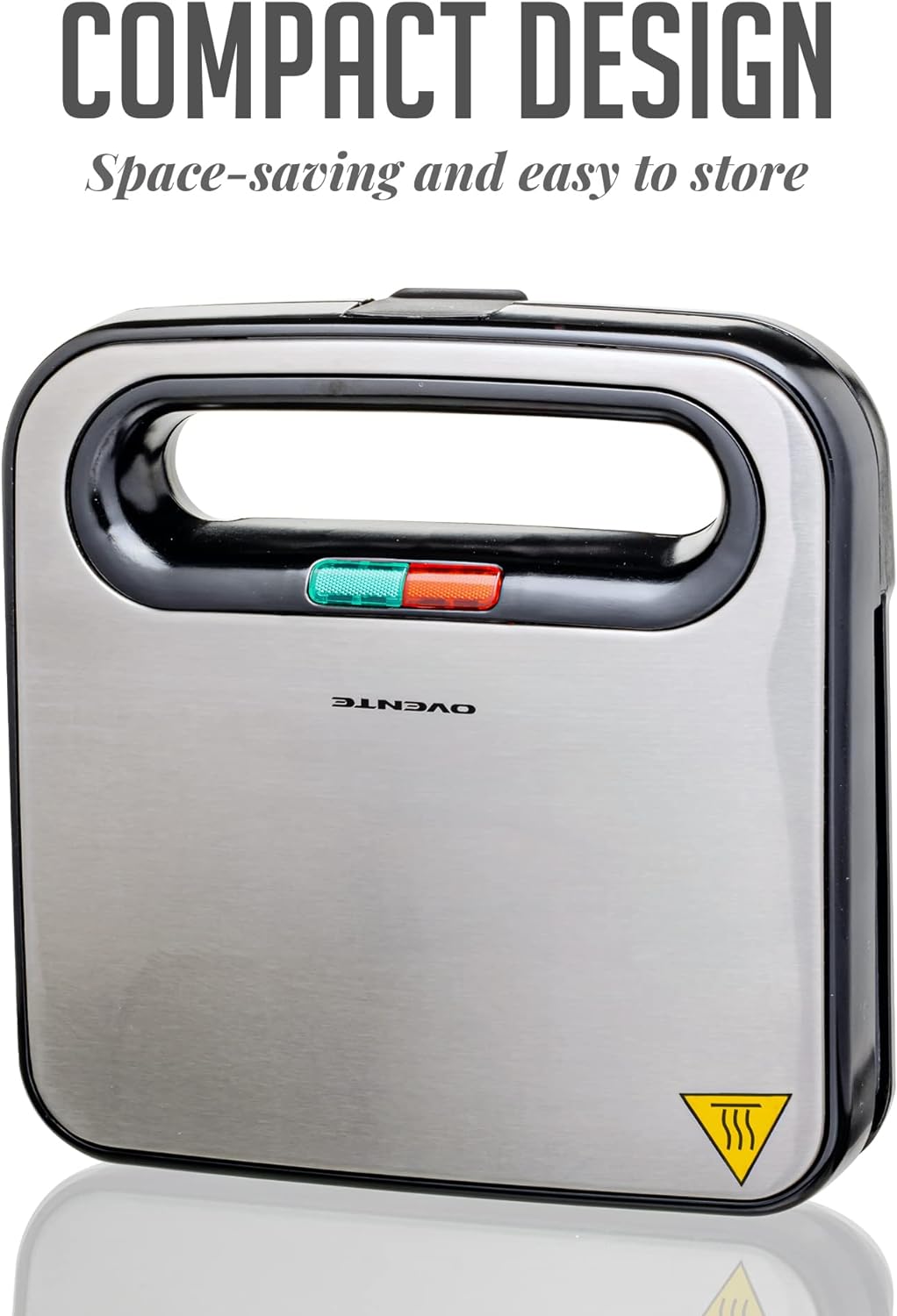 OVENTE Electric Sandwich Maker with Non-Stick Plates, Indicator Lights, Cool Touch Handle, Easy to Clean and Store, Perfect for Cooking Breakfast, Grilled Cheese, Tuna Melts and Snacks, Black GPS401B