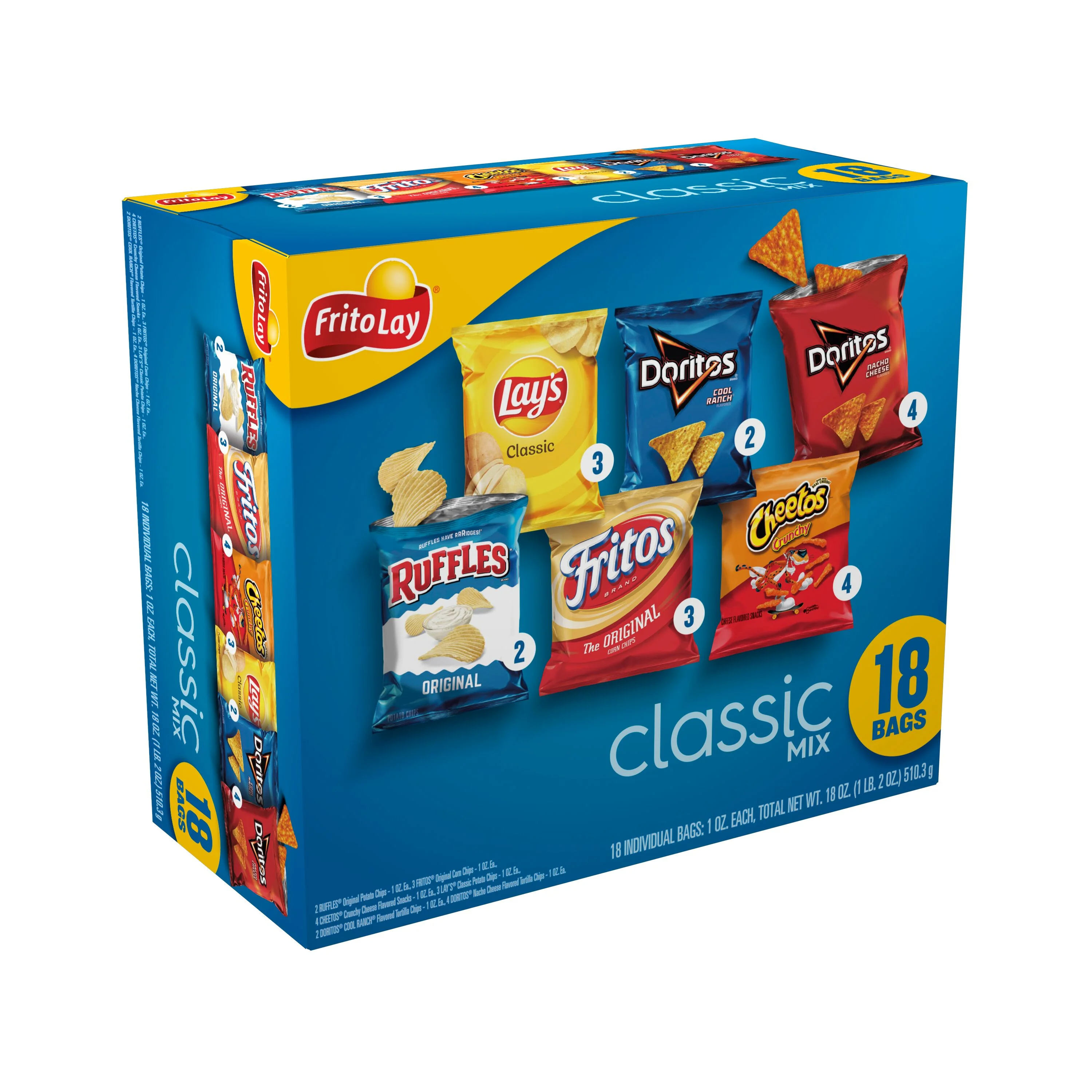 Frito Lay Classic Mix Chips Variety Pack, 1 oz, 18 Count