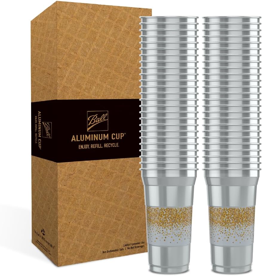 Ball Aluminum Cup Recyclable Party Cups, 20 oz. Cup, 30 Cups Per Pack