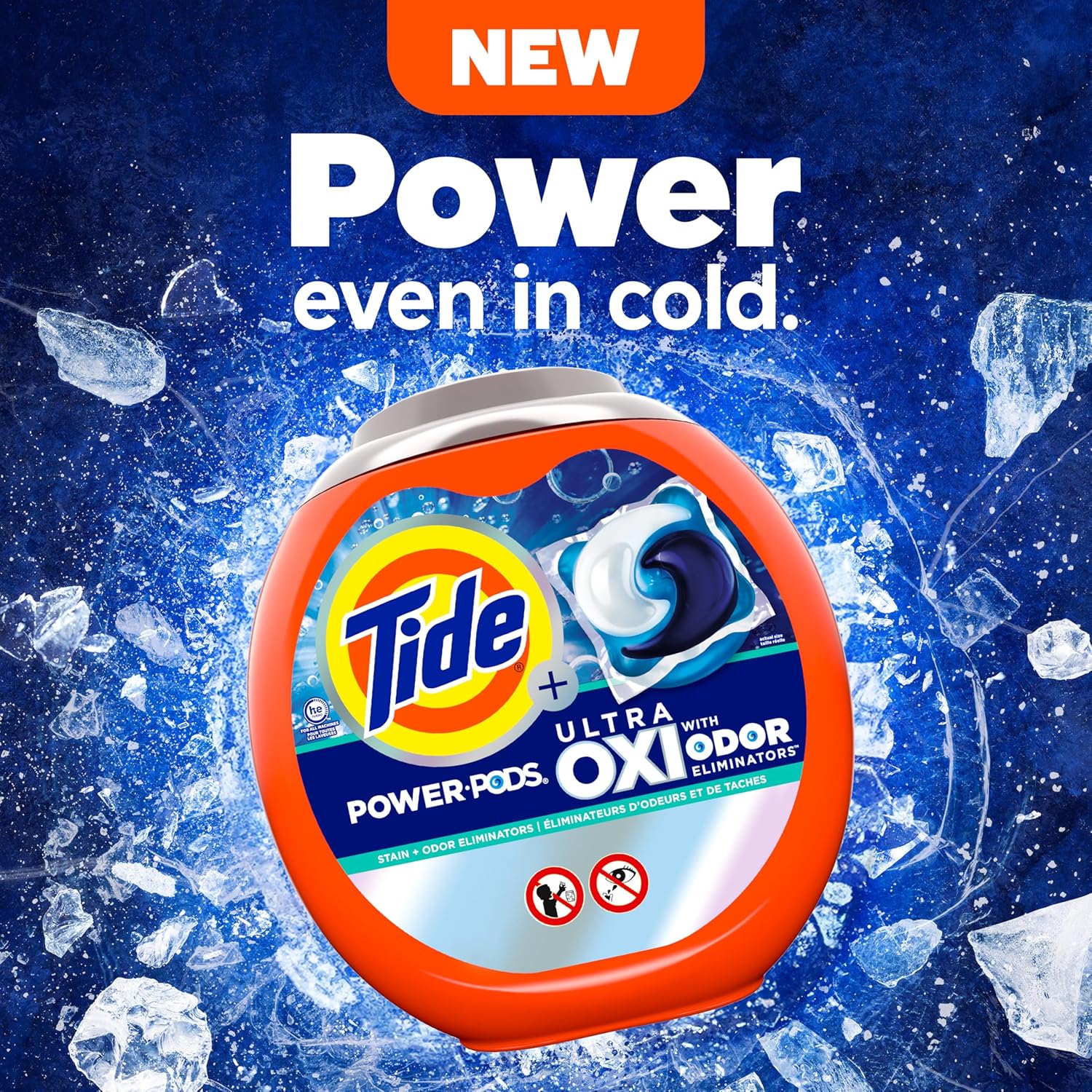 Tide Ultra OXI Power PODS with Odor Eliminators Laundry Detergent Pacs 45 Count For Visible and Invisible Dirt