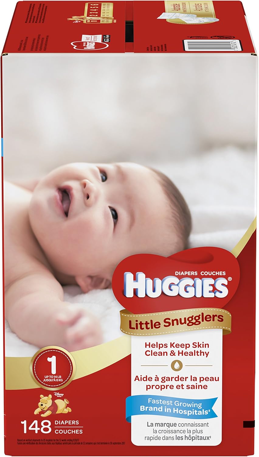 Huggies Size 1 Diapers, Little Snugglers Diapers, Size 1 (8-14 lbs), 198 Ct (6 packs of 33)