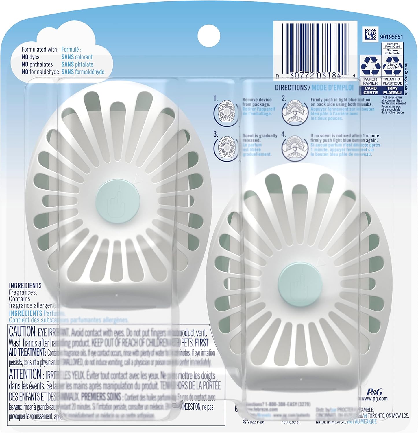 Febreze Small Spaces Air Freshener Linen & Sky, .25 fl. oz., Pack of 4