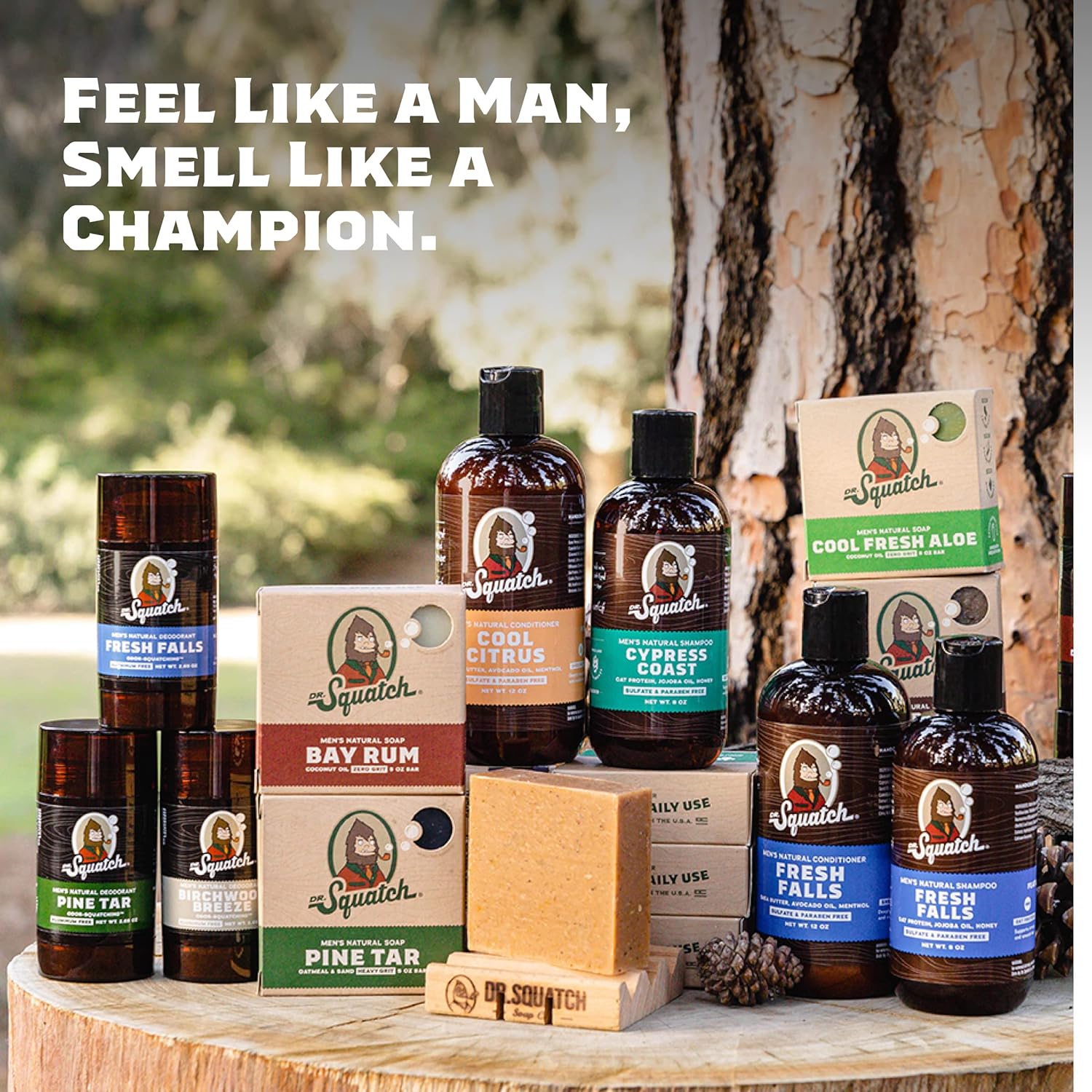 Dr. Squatch Men's Natural Bar Soap from Moisturizing Soap Made from Natural Oils - Cold Process Soap with No Harsh Chemicals - Wood Barrel Bourbon, Fresh Falls, Birchwood Breeze (3 Pack)