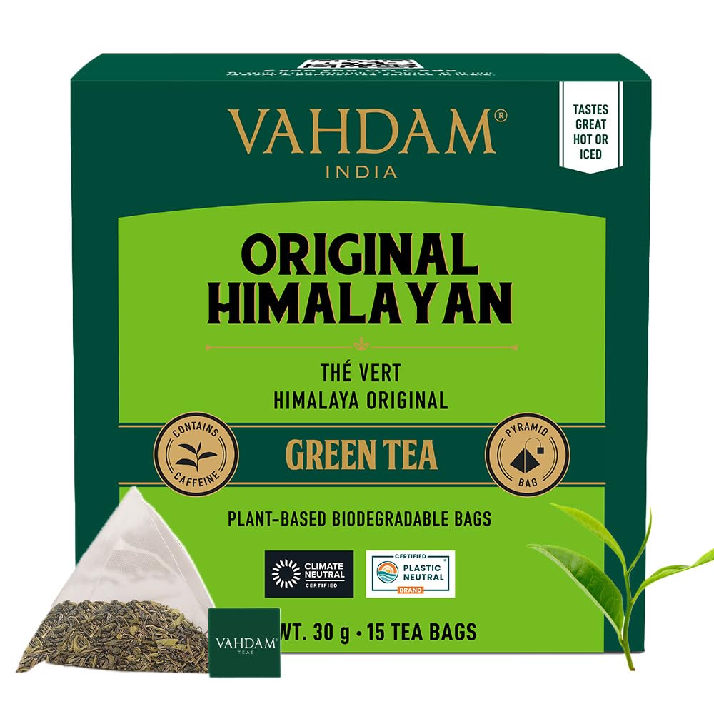 VAHDAM, Organic Turmeric Ginger Herbal Tea Bags (100 Pyramid Tea Bags) Caffeine Free, Non GMO, Gluten Free | 100% Pure Herbal Blend - Savory & Spicy | Plant-Based Tea Bags | Resealable Ziplock Pouch