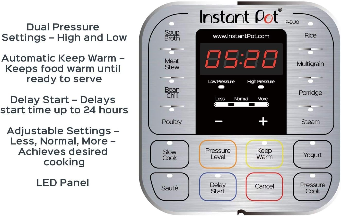Instant Pot Duo 7-in-1 Electric Pressure Cooker, Slow Cooker, Rice Cooker, Steamer, Sauté, Yogurt Maker, Warmer & Sterilizer, Includes App With Over 800 Recipes, Stainless Steel, 8 Quart
