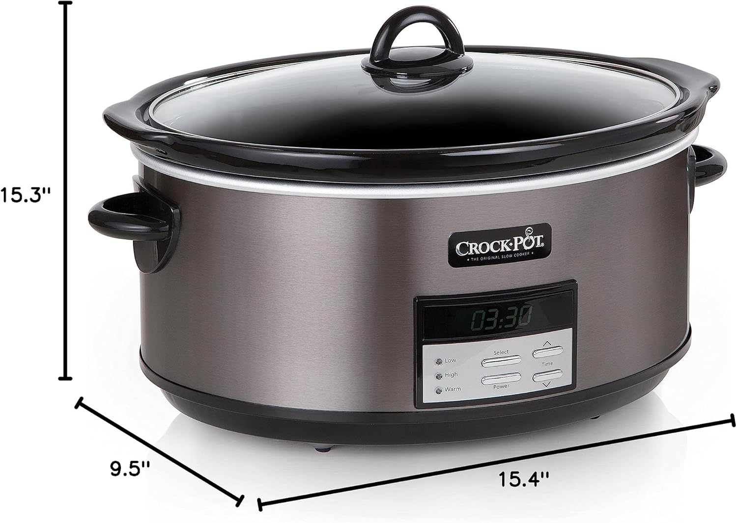 Crock-Pot Large 8-Quart Programmable Slow Cooker with Auto Warm Setting, Black Stainless Steel (Pack of 1)
