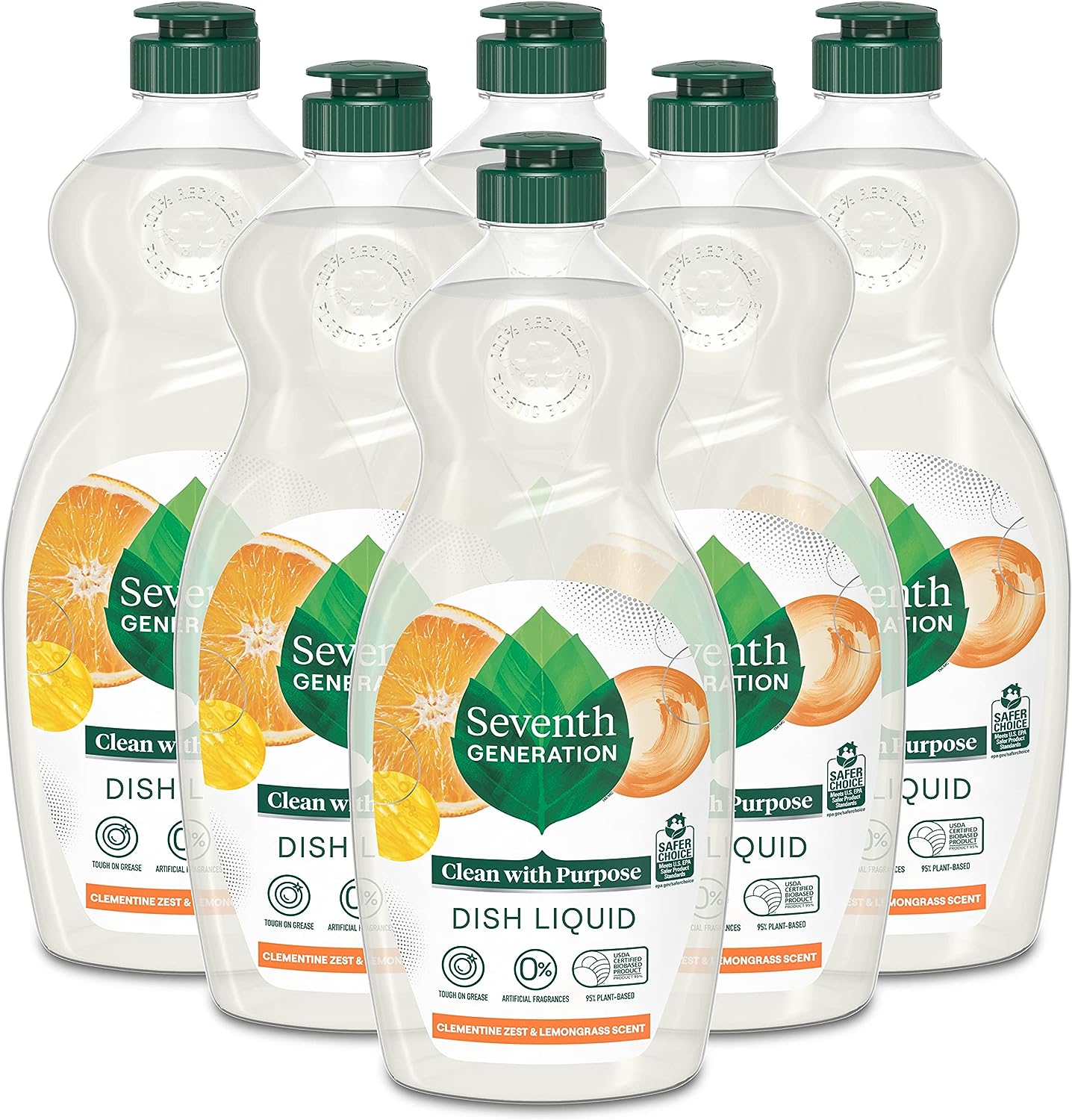 Seventh Generation Dish Soap Liquid, Fragrance Free, 19 oz, Pack of 6