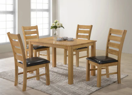 Columbia Light Oak Dining Table and Chairs