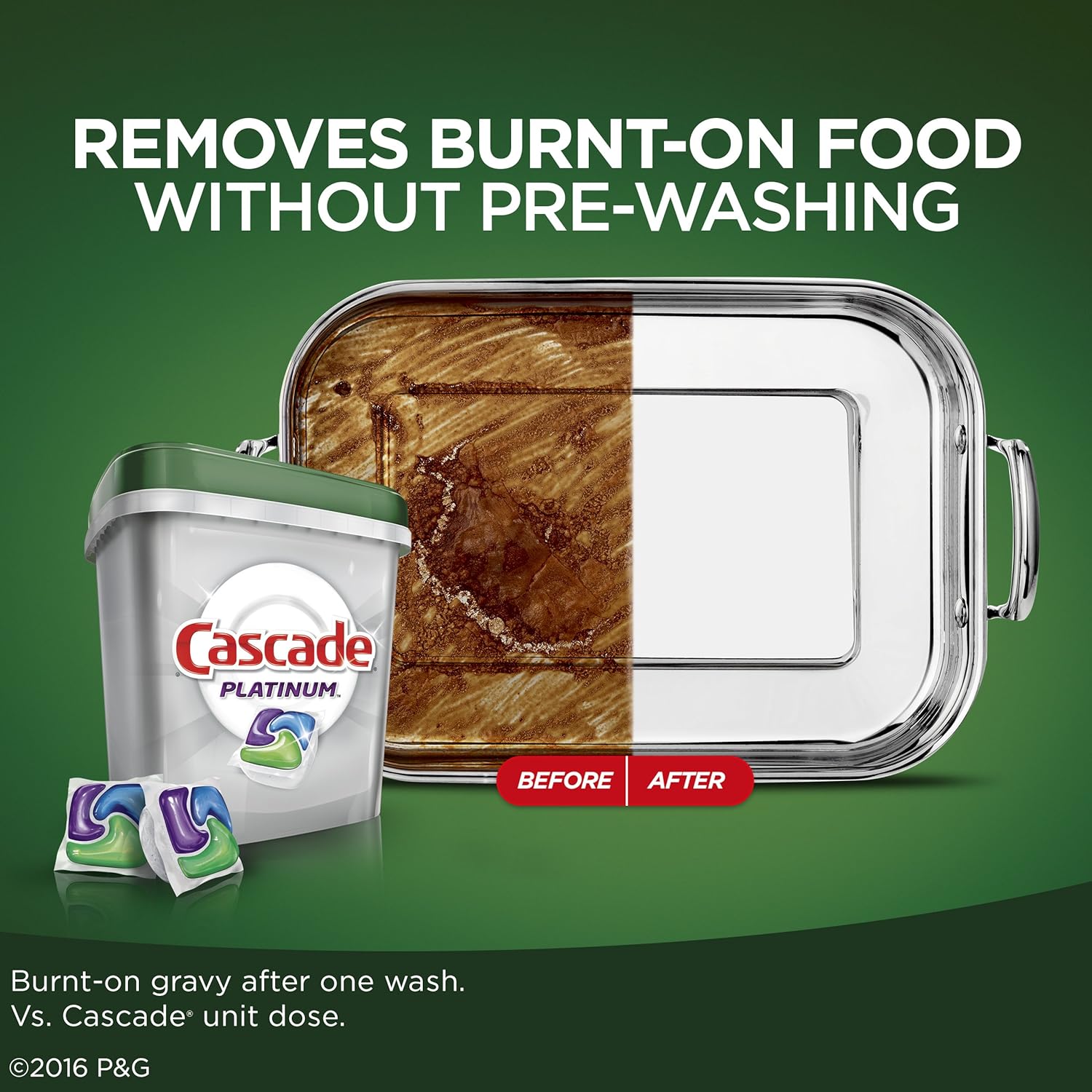 Cascade Platinum Dishwasher Pods, Detergent, Soap Pods, Actionpacs with Dishwasher Cleaner and Deodorizer Action, Fresh, 62 Count