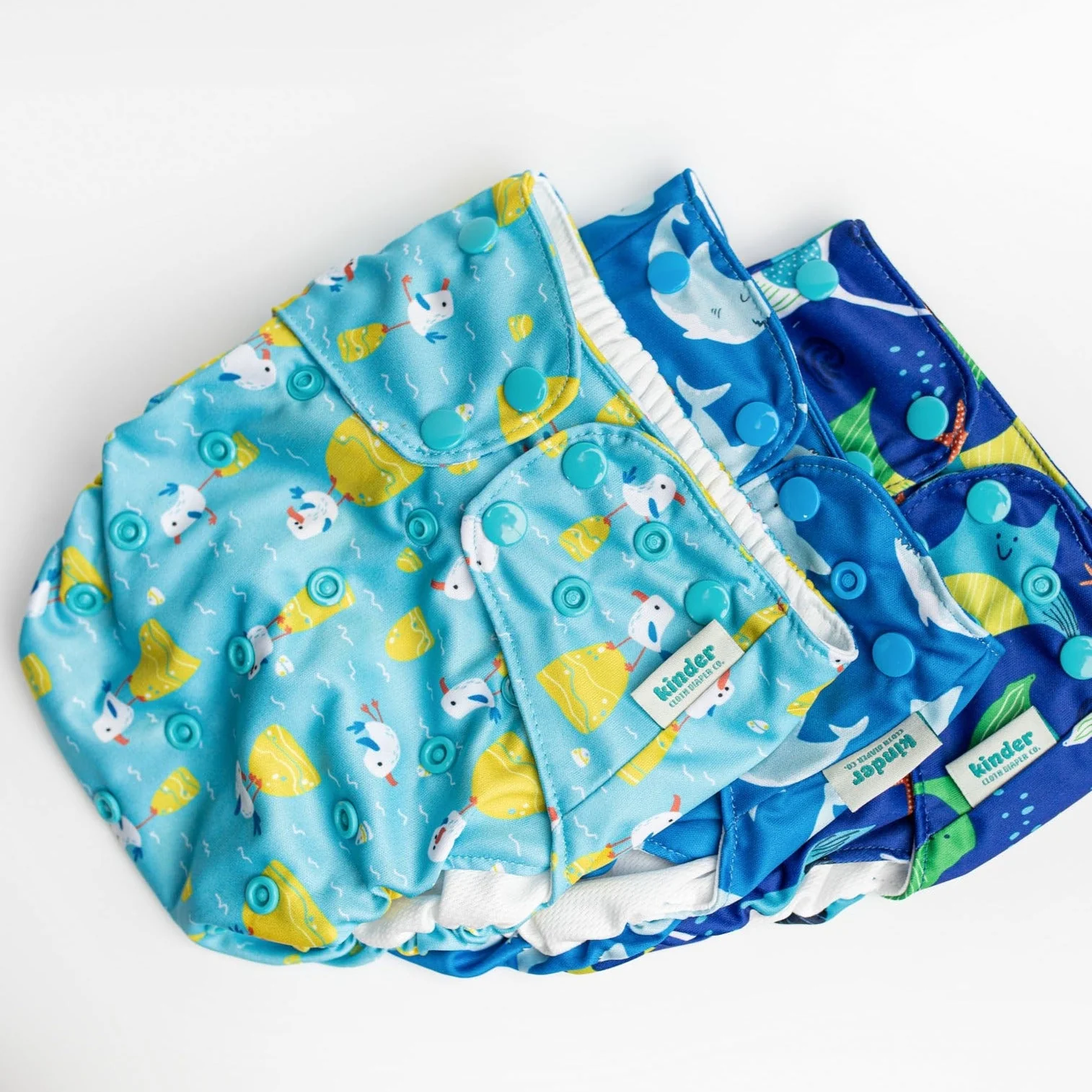 Kinder Cloth Diaper Co. Set of 3 Reusable Swim Diapers with Athletic Wicking Jersey (7-60lbs)