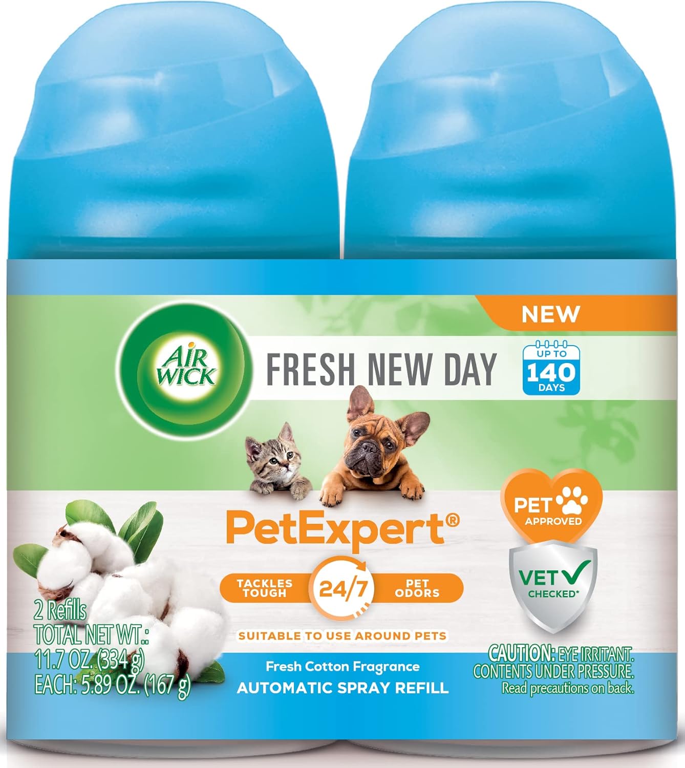 Air Wick Automatic Air Freshener Spray Refill, 2ct, Fresh Waters, Odor Neutralization, Essential Oils