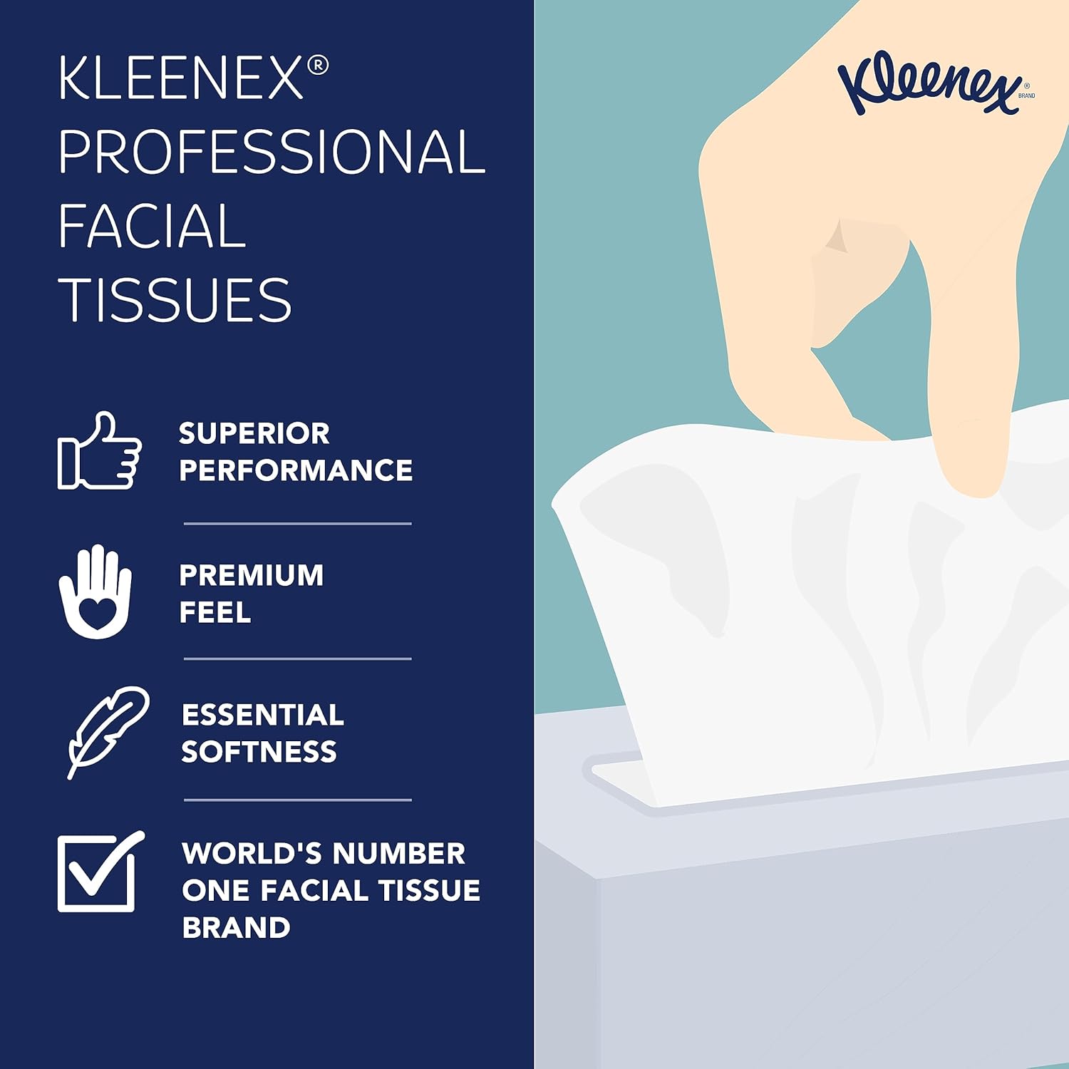 Kleenex® Professional Facial Tissues, Bulk (21271), 2-Ply, White, Upright Facial Tissue Cube Boxes for Business (90 Tissues/Box, 6 Bundles of 6 Boxes/Case, 36 Boxes/Case, 3,240 Tissues/Case)