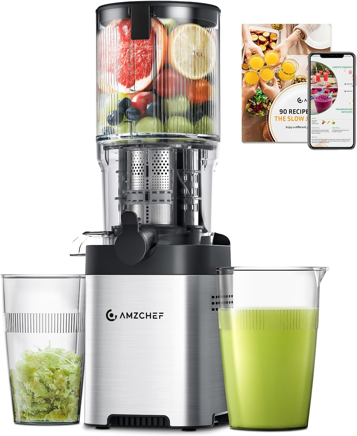AMZCHEF Cold Press Juicer, Juicer Machines - 5.2