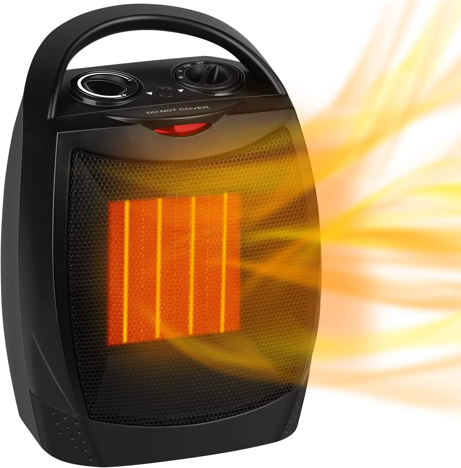 GiveBest Portable Electric Space Heater with Thermostat, 1500W/750W Safe and Quiet Ceramic Heater Fan, Heat Up 200 Square Feet for Office Room Desk Indoor Use, Silver