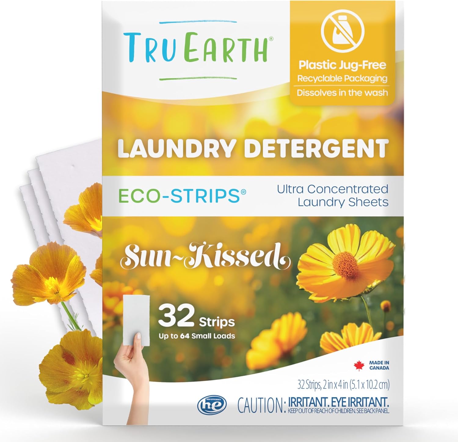 Tru Earth Compact Dry Laundry Detergent Sheets - Up to 64 Loads (32 Sheets) - Paraben-Free - Original Eco-Strip Liquidless Laundry Detergent, Travel Laundry Sheets - Fresh Linen