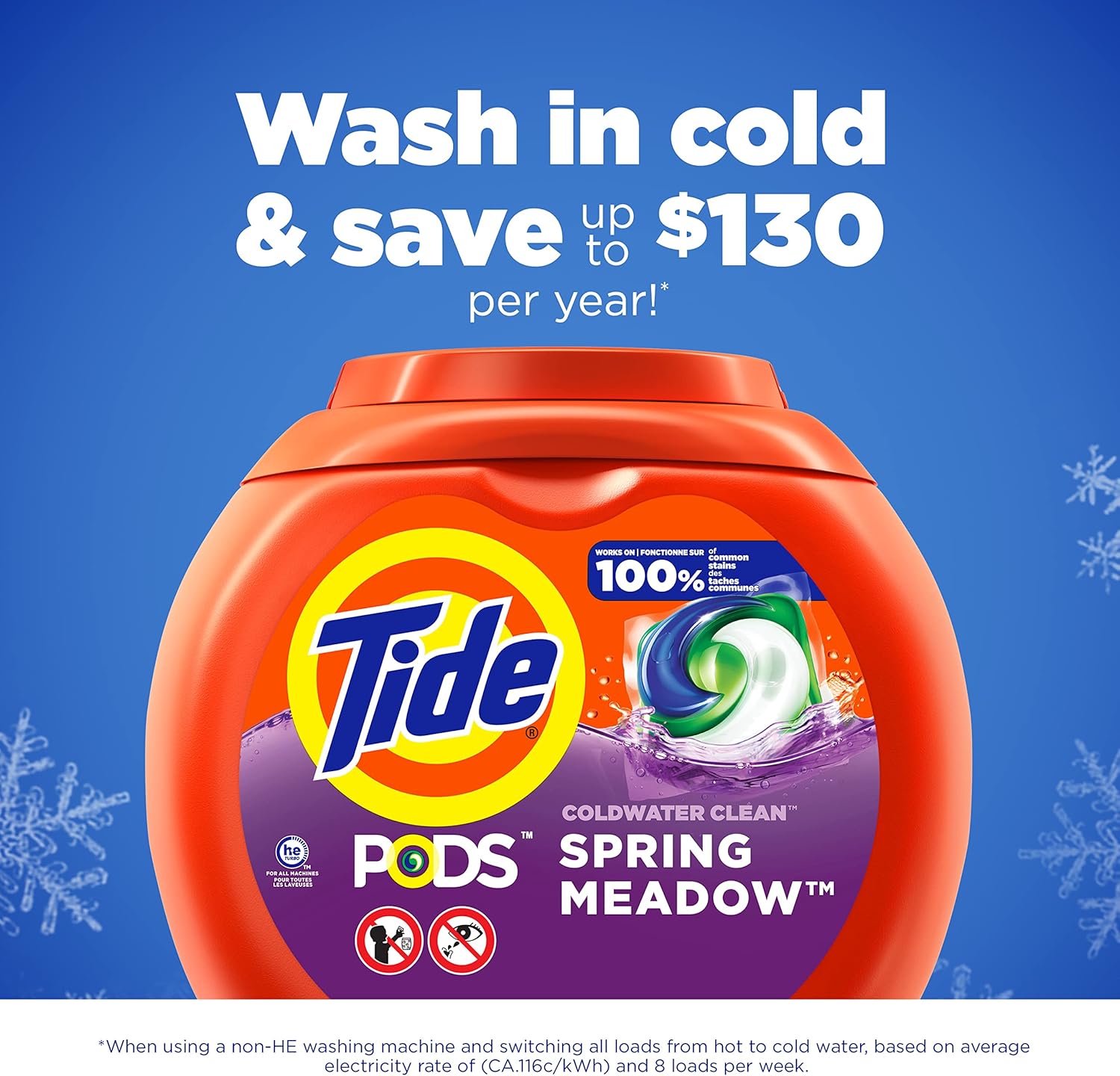 Tide PODS Liquid Laundry Detergent Soap Pacs, Powerful 3-in-1 Clean in One Step, He Compatible, Spring Meadow Scent, 76 Count