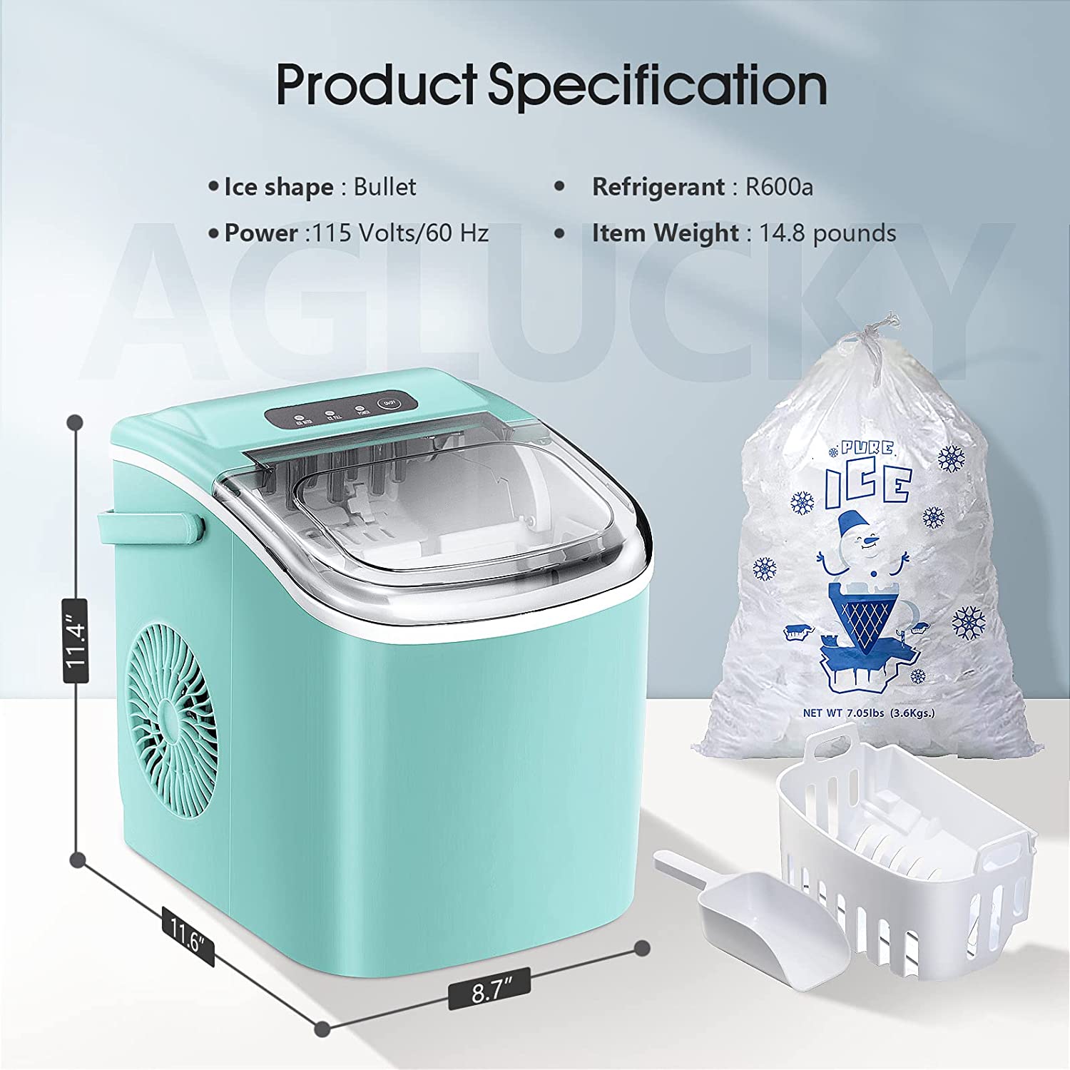 Silonn Ice Makers Countertop,Protable Ice Maker Machine with Handle,Self-Cleaning Ice Maker, 26Lbs/24H, 9 Ice Cubes Ready in 8 Mins, for Home/Office/Kitchen