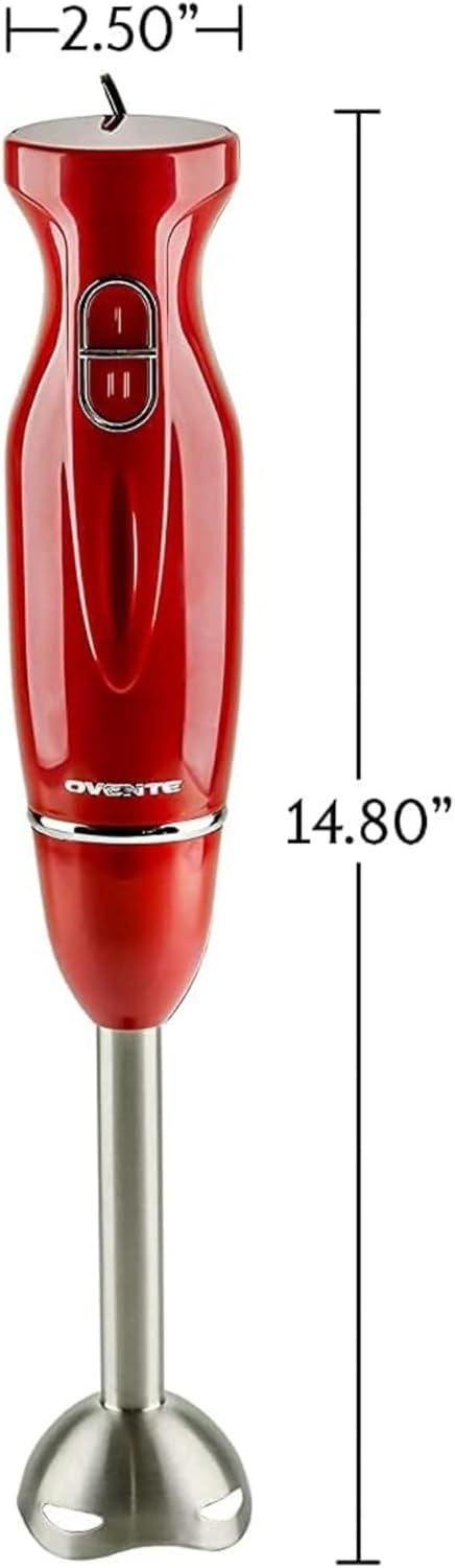 OVENTE Electric Immersion Hand Blender 300 Watt 2 Mixing Speed with Stainless Steel Blades, Powerful Portable Easy Control Grip Stick Mixer Perfect for Smoothies, Puree Baby Food & Soup, Black HS560B