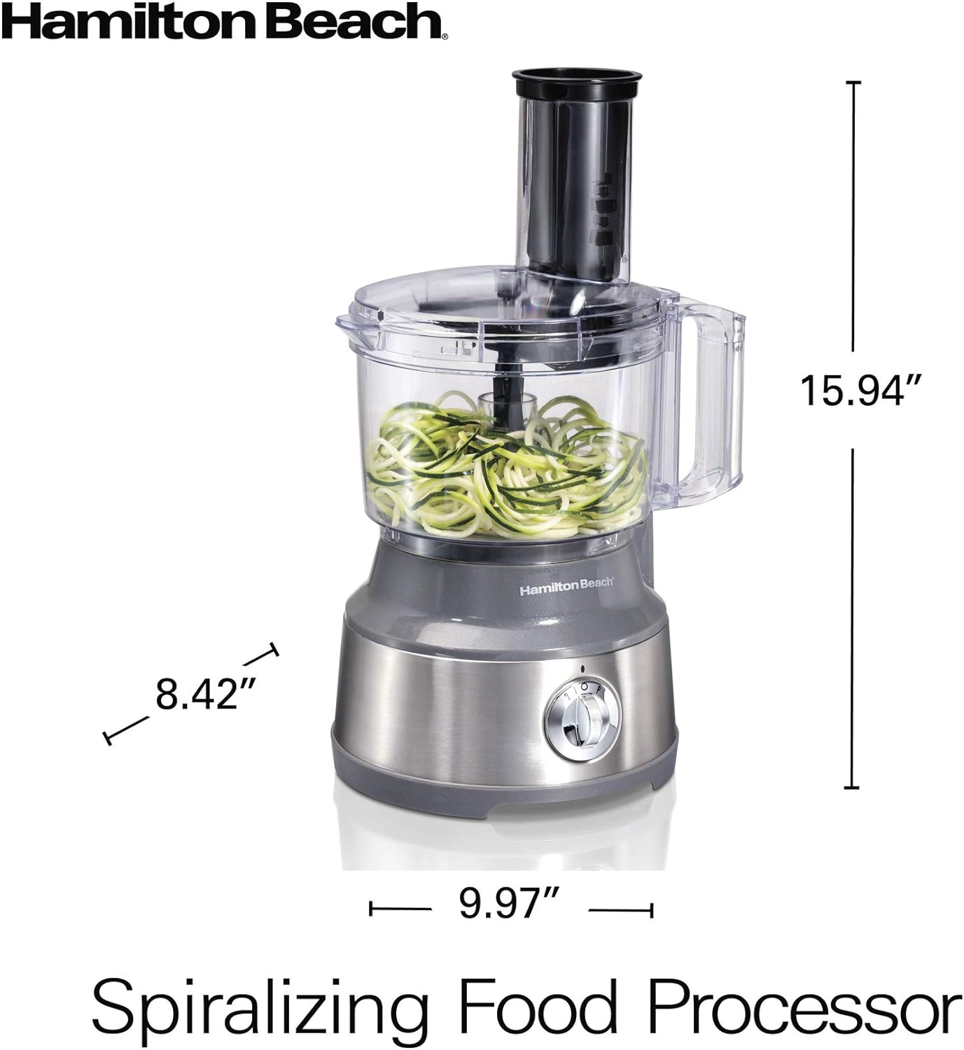 Hamilton Beach Food Processor & Vegetable Chopper for Slicing, Shredding, Mincing, and Puree, 10 Cups + Easy Clean Bowl Scraper, Black and Stainless Steel (70730)