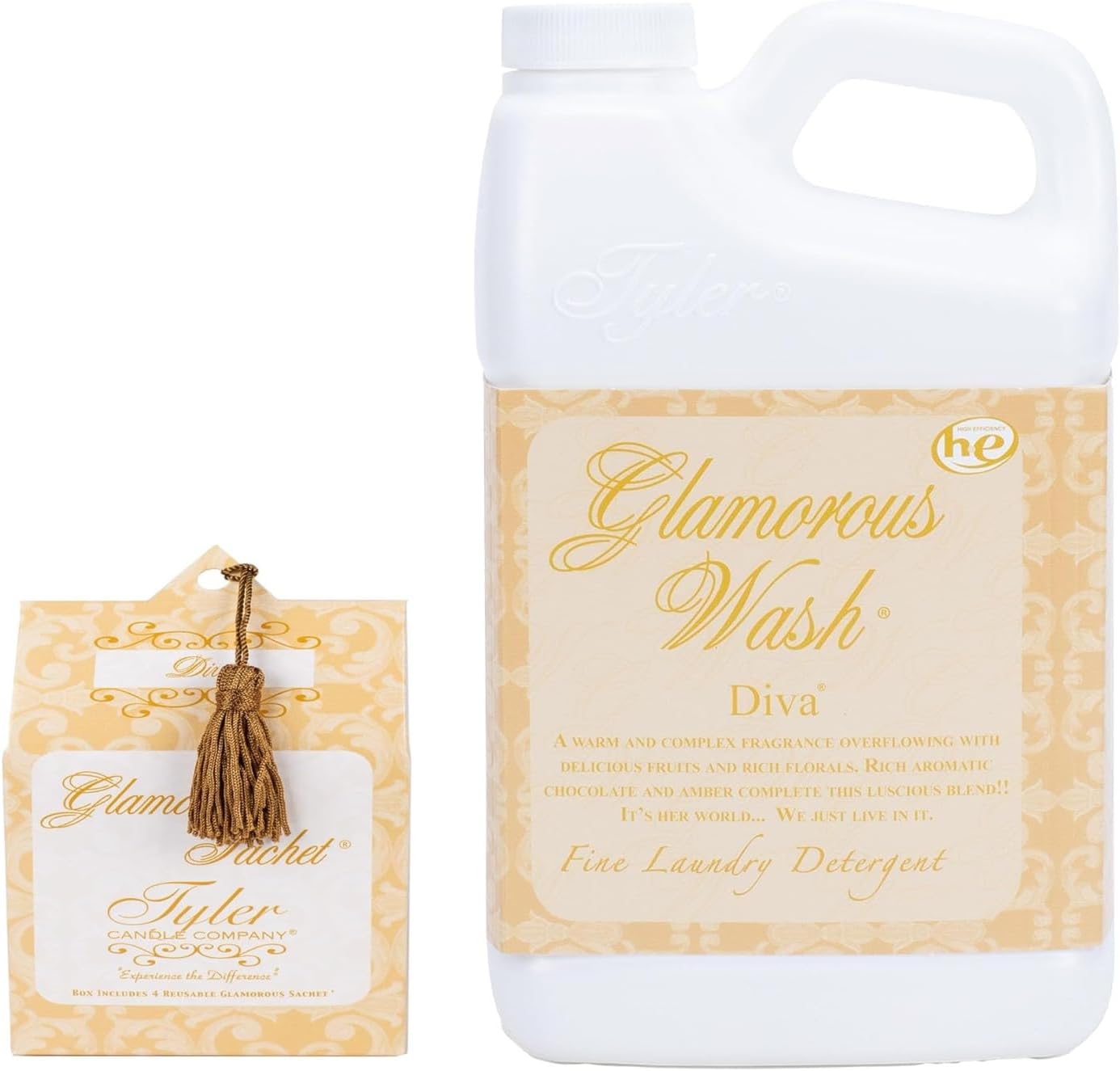 Tyler Glam Wash Laundry Detergent, Diva 907g, Liquid, 32 FL Oz (0.95L) HE Safe