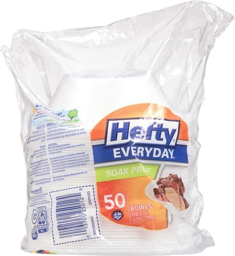 Hefty Everyday Soak-Proof Foam Bowls, 12 Ounce, 50 Count