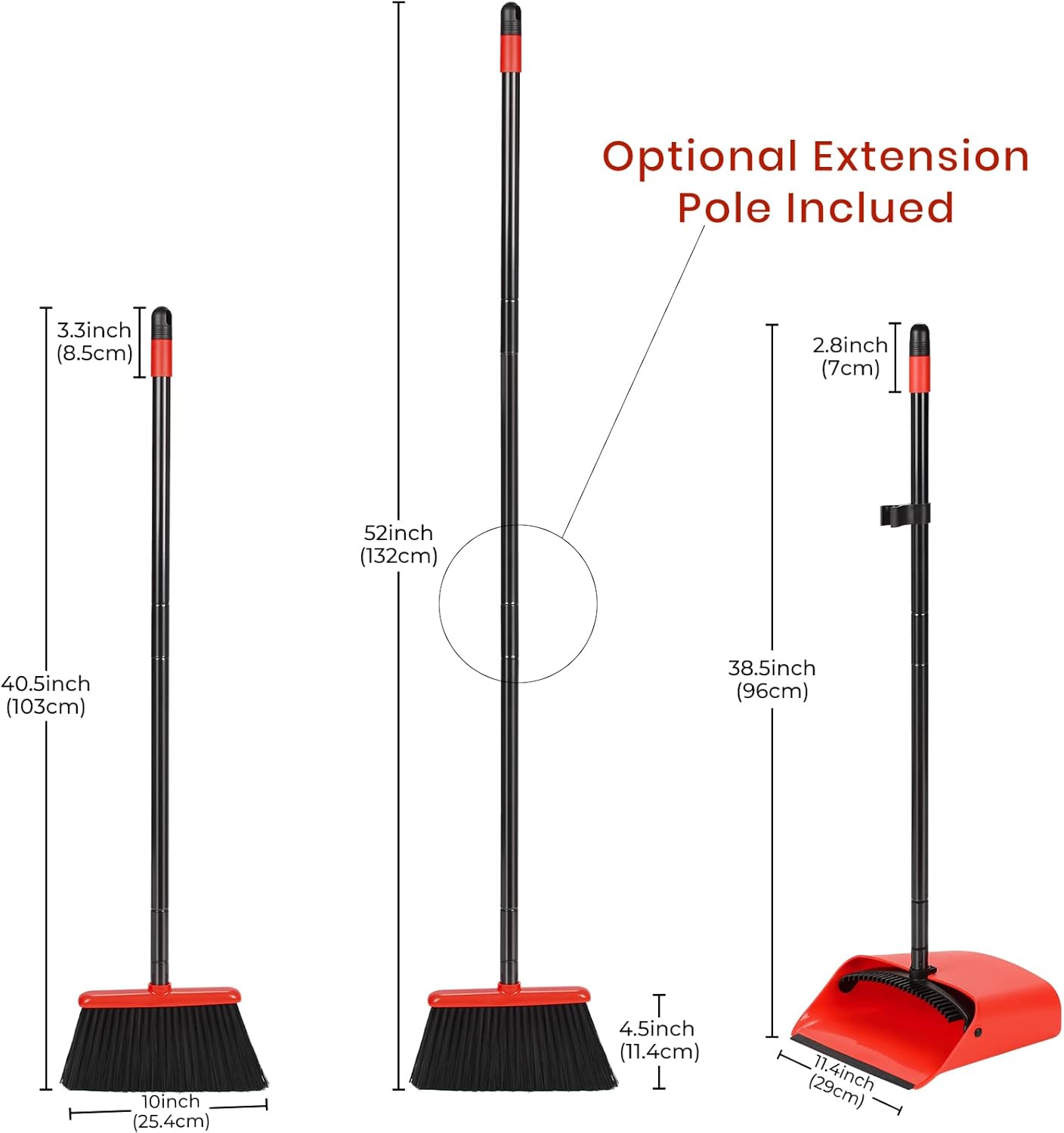 TreeLen Broom and Dustpan Set with 52
