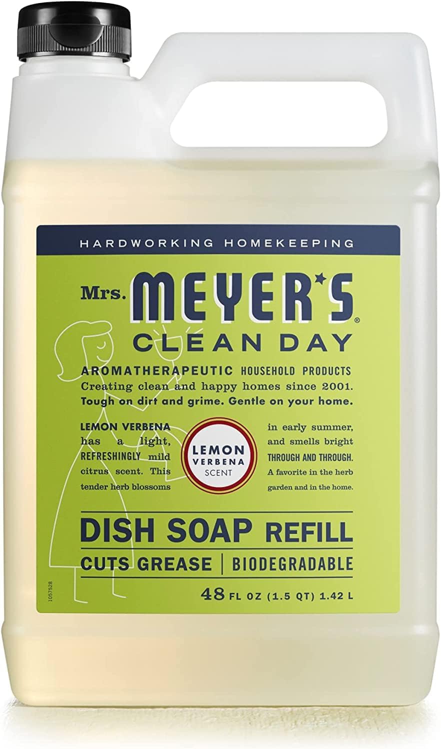 MRS. MEYER'S CLEAN DAY Liquid Dish Soap, Biodegradable Formula, Basil, 16 fl. oz - Pack of 3