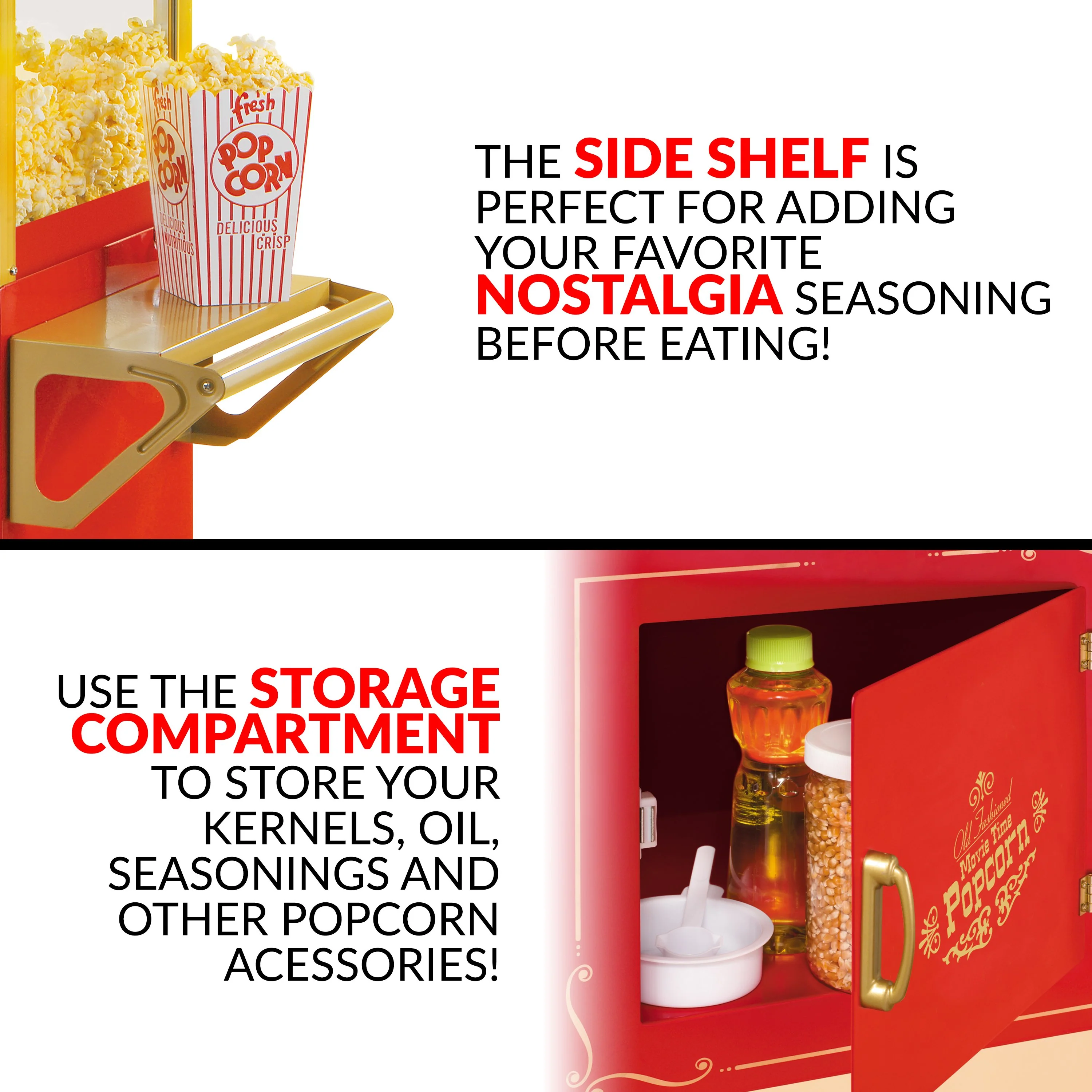 Vintage Professional Popcorn Cart - NEW 8-Ounce Kettle - 53 Inches Tall