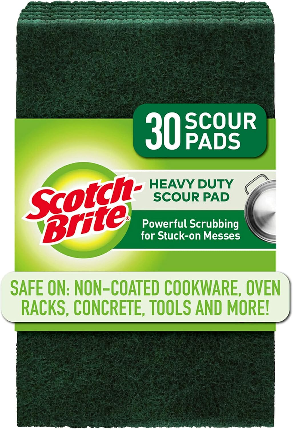 Scotch-Brite Heavy Duty Scour Pads, Great For The Kitchen, Garage and Outdoors, 8 Pads