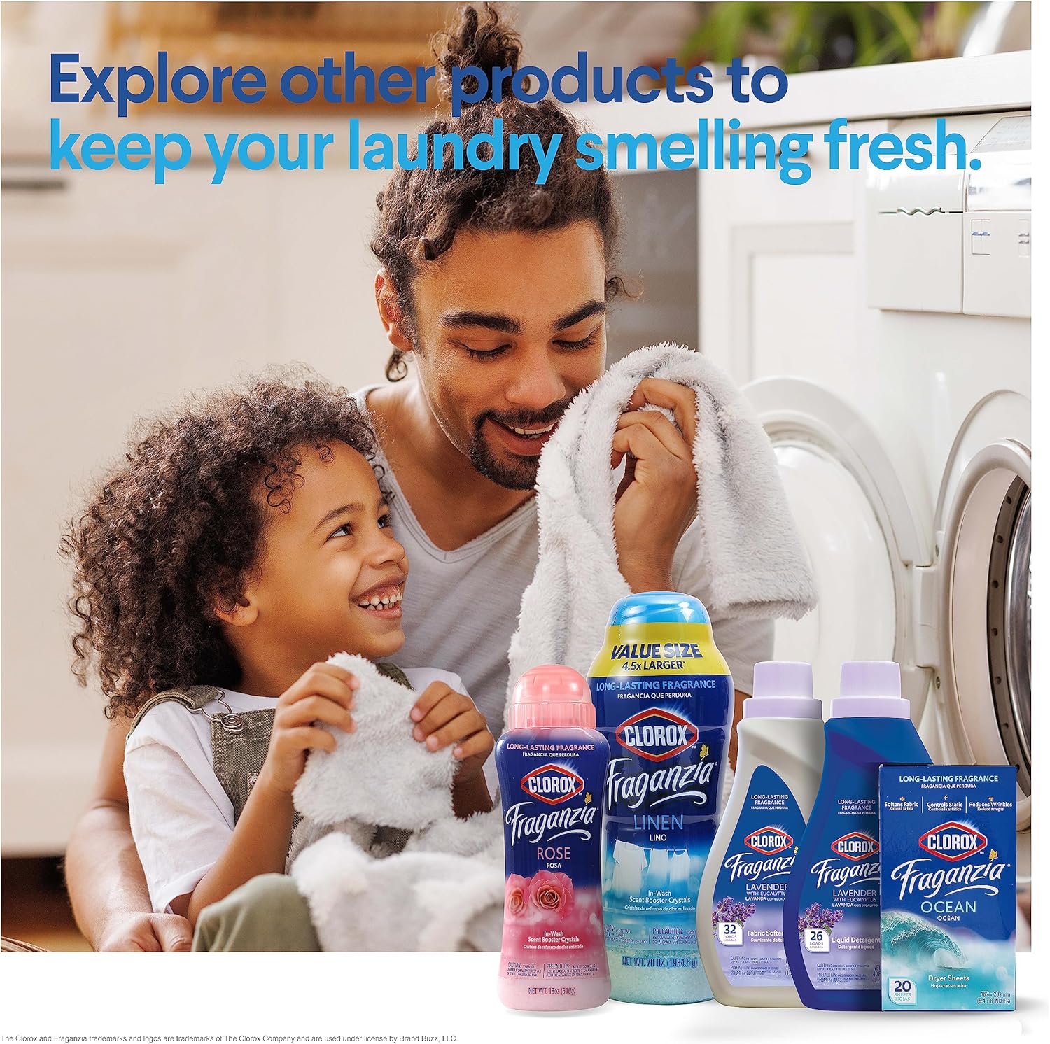 Clorox Fraganzia In-Wash Scent Booster Crystals in Ocean Scent, 18 Oz Twin Pack | Laundry Scent Booster Crystals | In-wash Scent Booster for Fresh Laundry in Ocean Scent 18 Ounce Twin Pack, 36oz