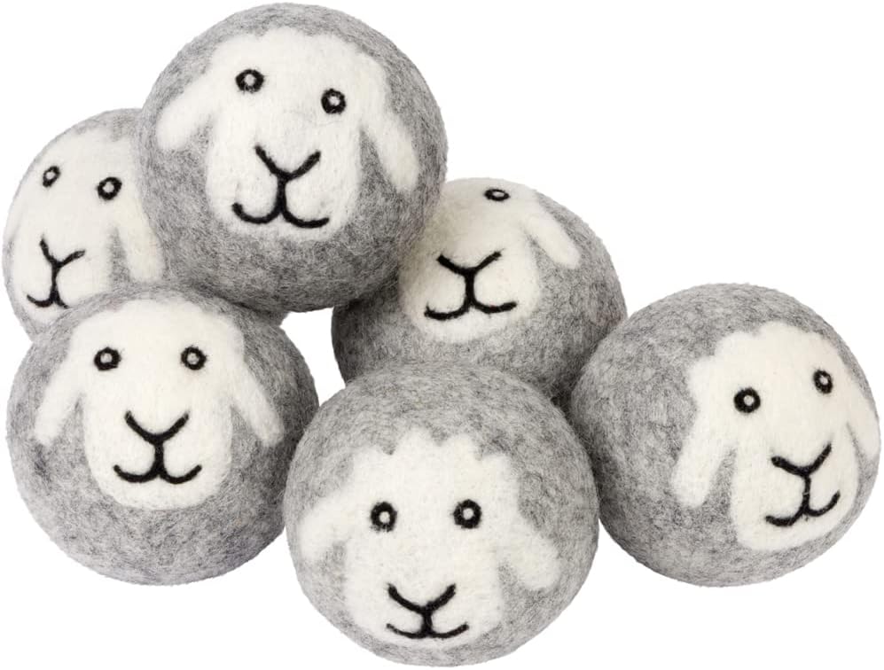 Smart Sheep Wool Dryer Balls - Smart Sheep 6-Pack - XL Premium Natural Fabric Softener Award-Winning - Wool Balls Replaces Dryer Sheets - Wool Balls for Dryer - Laundry Balls for Dryer