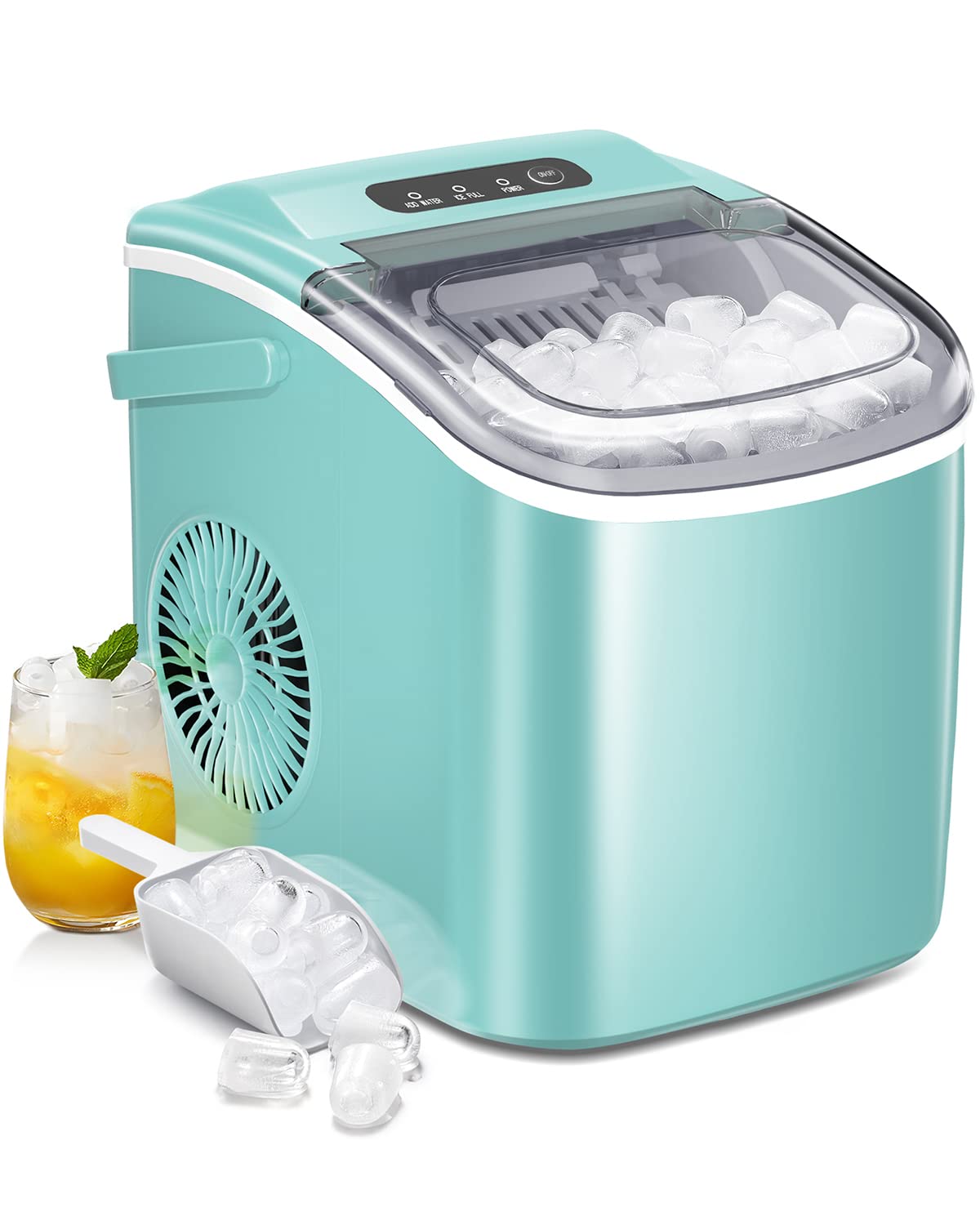 Silonn Ice Makers Countertop,Protable Ice Maker Machine with Handle,Self-Cleaning Ice Maker, 26Lbs/24H, 9 Ice Cubes Ready in 8 Mins, for Home/Office/Kitchen