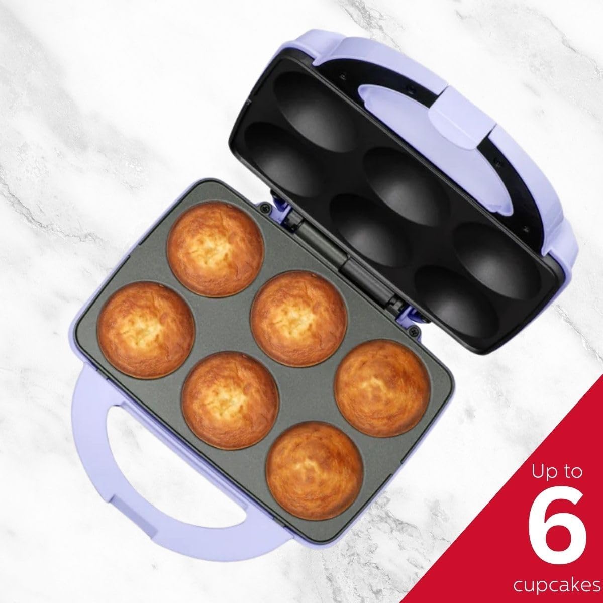 Holstein Housewares Non-Stick Cupcake Maker, Teal - Makes 6 Cupcakes, Muffins, Cinnamon Buns - Birthdays, Holidays, and More